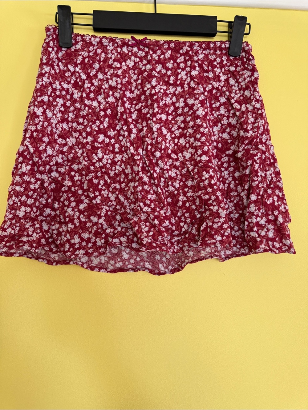 SO Red Mini Skirt with White Floral Print